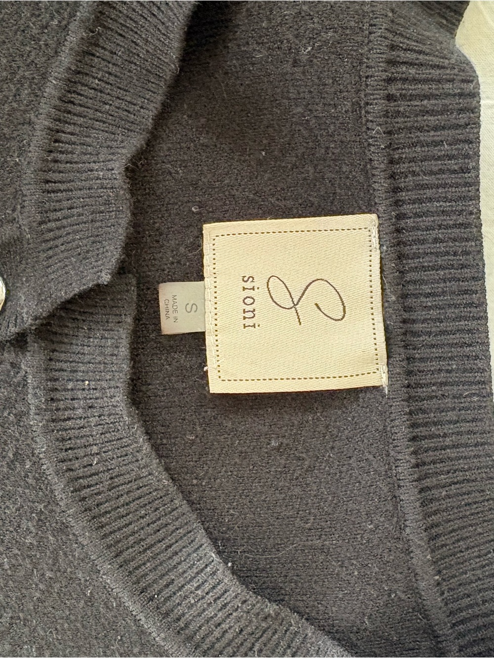 Sioni Black Button-Front Sweater Cardigan with Silver-Tone Turn Locks - Picture 2 of 2